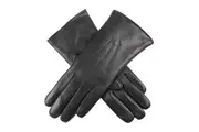 Dents Womens Kangaroo Leather Dress Gloves Cashmere Wool Lined - Black
