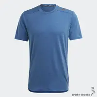 在飛比找Yahoo奇摩購物中心優惠-Adidas 男短袖上衣 排汗 修身 藍【運動世界】HS74