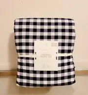 Pottery Barn Kids Check Organic Sheet Set FULL Navy Checkered NEW