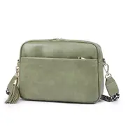 Women Shoulder Bag Retro Tassel Crossbody Handbag,Green