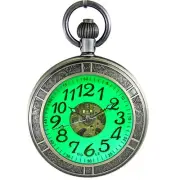 OGLE Waterproof Magnifier Skeleton Chain Silver Luminous Fob Self Winding Aut...