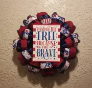 Patriotic Home of the Free Wreath - Deco Mesh and Ribbon