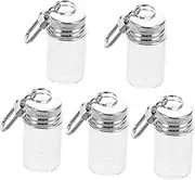 Vaguelly 5pcs Keychain Bottle Wishing Bottle Mini Bottle Wish Bottles Small Decorative Glass Bottles Mini Vials Messages Jar Tiny Glass Jars Tiny Bottles Transparent Stainless Steel