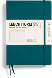 LEUCHTTURM1917 - Notebook Hardcover Medium A5-251 Numbered Pages for Writing and Journaling (Pacific Green, Dotted)