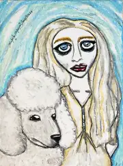 LIVING DEAD GIRL with POODLE Gothic Dog Art Print 4 x 6 by KSams Pastel Goth