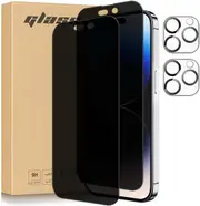 [2+2 Pack] Privacy Screen Protector for iPhone 15 (6.1 inch) with Camera Lens Protector Tempered Glass Case Friendly- 2 Pack Each