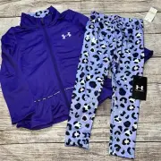 Under Armour Little Girls Purple Leopard Track Suit Cheetah NEW