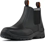 [KAM-LITE] Work Boots for Men S3, Slip-On Safety Boots, Water Proof Oiled Leather, Breathable Lightweight Steel Toe Cap Safety Shoes