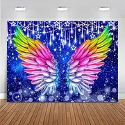 Aidatain 9x6ft Colorful Wings Backdrop Shiny Glitter Bokeh Stars Angel Wings Backdrop Party Decoration Photography Background Photo Studio Props Banner BJDWAT0411