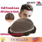 Men Lace Toupee Human Hair Systems Full French Lace Hair Piece Replacement Units