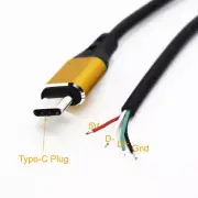 100pc 30cm Alloy Host OTG USB C Type-C Male Plug 4 Wires Power Pigtail Cable DIY