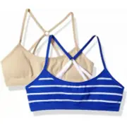 2-Pack Hanes Girls Molded T-Back Unlined Pullover Wireless Bras - Small