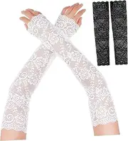 [TIDTALEO] 2 Pairs Lace Arm Arm Sleeves Lace Long Sleeve Arms Sleeves Lace Long Gloves Wedding Gloves Lace Sleeve Sleeves to Cover Arms Arm Protection Sleeves for Thin Skin Nylon