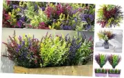 12 Bundles Artificial Lavender UV Resistant Plants Outdoor Faux Flowers