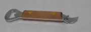 WOOD HANDLE CAN PUNCH WITH BOTTLE CAP OPENER