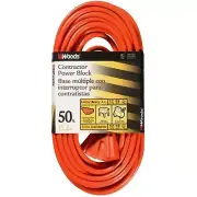Woods 0819 12/3 Outdoor Multi-Outlet Extension Cord, 50-Foot, Orange