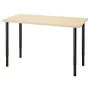 MITTCIRKEL / OLOV desk, lively pine effect/black, 120x60 cm