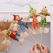 Mrisata 6PCS Halloween Scarecrow Decoration, Fall Harvest Scarecrow Thanksgiving Scarecrow Fall Harvest Standing Scarecrow Decor for Autumn, Halloween, Garden, Yard Decoration (Colorful)