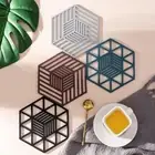 Hexagon Drink Holder Geometric Hollow Placemat Trivet Mats Cup Pad Coaster