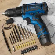 Cordless Drill Set,12V Power Driver 3/8" Keyless Chuck with 42 Blue