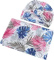 ibasenice 1 Set Receiving Headband Kit Blanket Newborn Hats Mittens Sunscreen Cover Babies Newborn Has Bonnet Swaddle Bath Towel Nursing Cover Cotton Blue