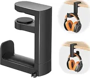 BLAZDEVE PC Gaming Headset Hook Holder Hanger Mount, Headphones Stand with Adjustable 360 Rotating Arm, Under Desk Clamp On Design, Universal Fit, Built in Cable Clip Organizer (Black) (#1)