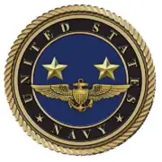 Navy 2 Stars Medallion for Box Cremation Urn/Flag Case - 4 Inch Diameter