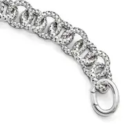 8 Inch Sterling Silver Polished Textured Bracelet- Hidden Clasp