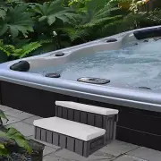 Light Gray Black 2 Slip-Resistant Patio Spa Hot Tub Step w/ Compartment Storage