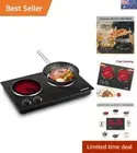 2400W Portable Double Hot Plate - Ceramic Electric Cooktop with Dual Control
