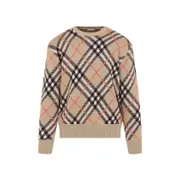 [Burberry] Burberry-Sand Beige Wool Check Pullover-Donna M STAND