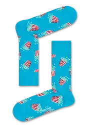 Popcorn Socks, Blue | Happy Socks Light Blue, White, Yellow, Red, Navy