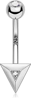 [COCHARM] 925 Sterling Silver Belly Button Ring Gold Filled Triangle Belly Piercing Jewellery Cute 14g Unique Belly Navel Ring For Women Men Mini Belly Bar Nickel Free