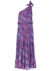 Isabel Marant Ashayo Printed One-shoulder Silk Midi Dress - Violet - 8 8