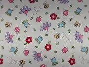 1Yd/42" 100%cotton RILEY BLAKE JUVENILE print "IVORY w/Sm FLOWERS-BEES" NEW BTY