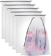 [YQQZQ] Transparent Shoe Bags for Travel,5 Packs Drawstring Clear Shoe Bags Waterproof Dustproof Portable Travel Shoe Storage with Rope for Men and Women