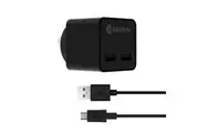 Griffin PowerBlock Dual Universal 12W Wall Charger Adapter USB-A to Micro USB Cable