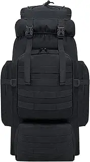 Vaupan 80L Hiking Backpack Men Camping Backpack, Waterproof MOLLE Military Tactical Rucksack, Large Capacity Assault Pack for Outdoor Survival, Trekking, Travel (Black)