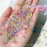 100pcs Aurora Octagonal Nail Jewels Rhinestone for Nail Decor with All Nail Gems