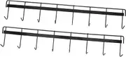 2pcs Utensil Hanging Shelf Hook Kitchen Utensil Mounted Spoon Rack Kitchen Wall Organizer Hook Silverware Hanging Organizer Black Iron