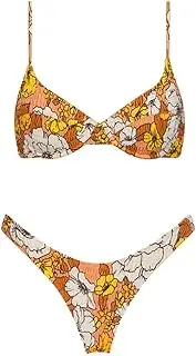 [N\P] NP Push Up Bikini Set Women Triangle Bikinis Swimwear Ruched Biquini Orange Flower