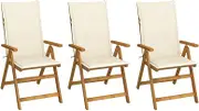Generic Folding Garden Chairs 3 pcs with Cushions Solid Acacia Wood,Furniture,Outdoor Furniture,Outdoor Seating,Outdoor Chairs