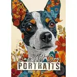 LINE ART DOG PORTRAITS COLORING BOOK FOR ADULTS: LINE ART COLORING BOOK - ABSTRACT FLOWERS COLORING BOOK ZENTANGLE DOG COLORING BOOK