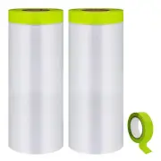 Pre-Taped Masking Film-55Inx65Ft Tape and Drape Painters Paper Rolls, Plastic Pa
