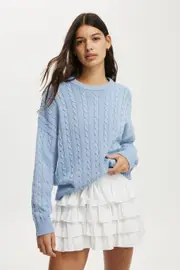 [Cotton On Women] Cotton On Women - Cotton Crew Neck Pullover - Dusk blue 2XS DUSK BLUE