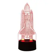 3D Space Rocket Night Light 7-Color Changing LED W Remote Control Touch Switch