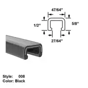 Heavy Duty Rubber C-Channel Push-On Trim, Ht. 5/8" x Wd. 47/64" - Black - 25 ft
