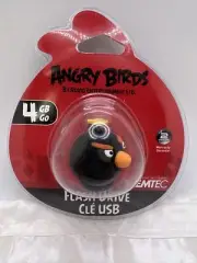 New Emtec 4GB Angry Birds USB Flash Drive Black Bird With Strap