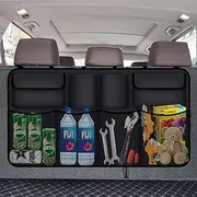 Car Organizer,7 Pocket Auto Trunk Organize,Backseat Trunk Organizer,Waterproof,Dust-Proof,Durable Foldable Cargo Net Storage for More Trunk Space.fit for Truck, SUV, Van, Cargo with Adjustable Straps