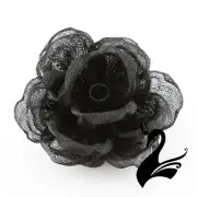 Flower Sinamay Cabbage Rose - Black - Millinery Hats Fascinators